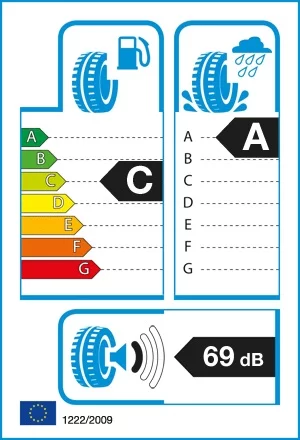 Efektywność energetyczna: C, Przyczepność: A, Hałas: 69