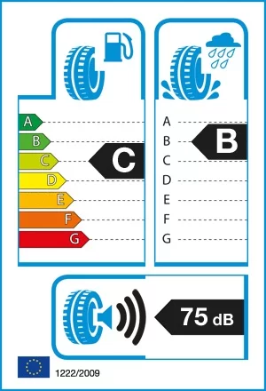 Efektywność energetyczna: C, Przyczepność: B, Hałas: 75